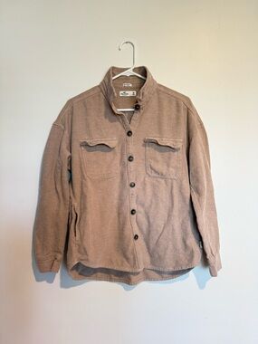 Hollister Boyfriend-Fit Button Shirt in Taupe